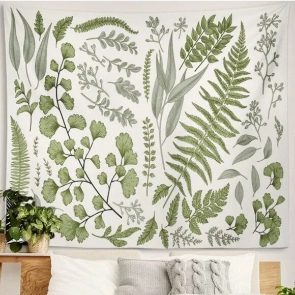 Botanical Plant Hippie Tapestry Wall Indie Art for Living/Bedroom/Dorm Bedspread - Picture 1 of 4